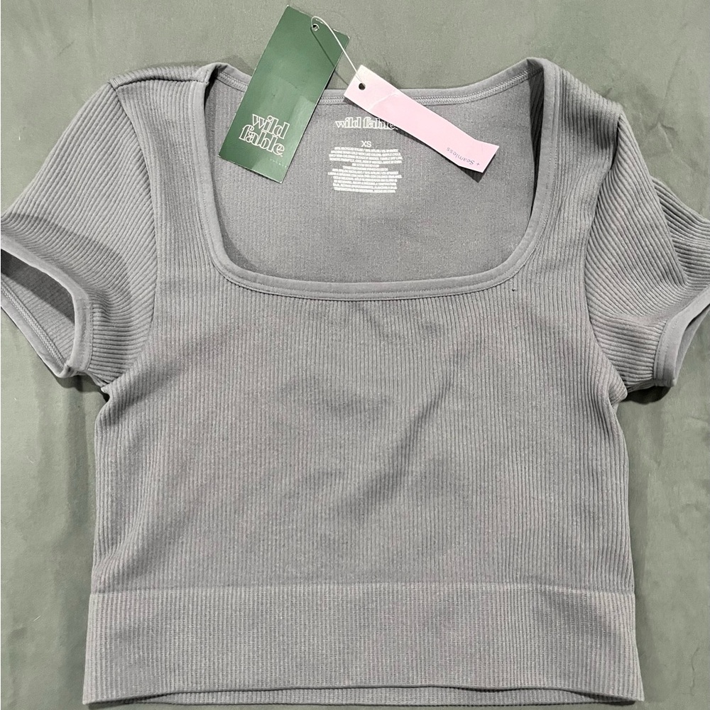 Wild Fable Light Gray Ribbed Crop Top